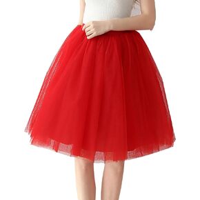 AiberLisha Midi Length Princess Tulle Tutu Skirt for Prom Party