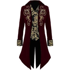 Cacycasa Men‘s Medieval Victorian Jacket Steampunk Tailcoat Masquerade Costumes
