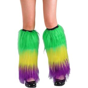 Gangel Fur Leg Warmers for Women Mardi Gras Leg Stocking Plush Stocking Faux Fur Leg Warmer Boot Elastic Long Socks with Holiday Rave Costume Accessories in Kuwait