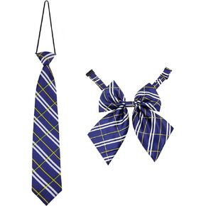 Mantieqingway School Ties for Boys/Girls, Pre-tied Adjustable Bow Ties Uniforms Tie Set for Graduation Party Casual(Age 5-12)