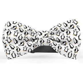 KAWAMOUSE Adjustable Pre-tied bow tie for toddler Boys (Cute Baby Penguins Pattern) Elegant Cute Bowties for Dogs Cats Pets