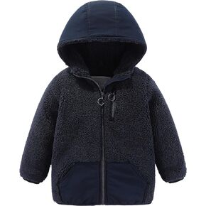 Hiheart Boys Hooded Sherpa Fleece Jacket Thick Lined Zip Up Hoodie