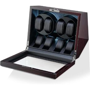 TIMECUBE Watch Winder with 4 Storage Slots, LED Light and Automatic Motor-Stop Option