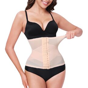 Redbean Waist Trainer for Women Tummy Control Body Shaper Breathable Cross Mesh Corset Waist Cincher Shapewear Girdle