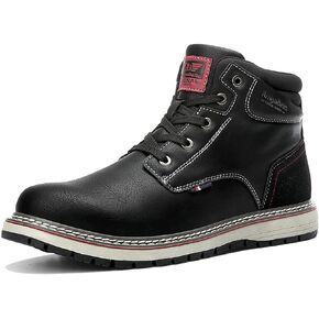 AX BOXING Mens Winter Boots Snow Boots Outdoor Warm Non Slip Fur Lined Ankle Boots Leather Shoes