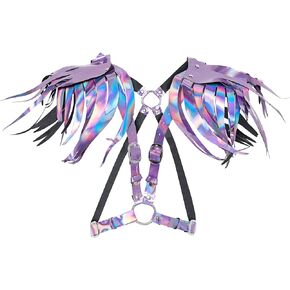 Daisy corsets Women's Plus Size Lavender Holo Shoulder Fringe Body Harness