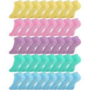 20 Pairs of Grip Socks for Women Non Slip Pilates Socks with Grips Anti Skid Yoga Socks for Ballet Barefoot Workout