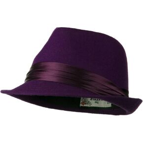 Fedora with Pleated Satin Band - Purple W18S44D