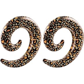Pair of Acrylic Spiral Coil Taper Snake Skin Design Piercing Jewelry Ear Plugs Stretching Expander Earring