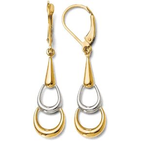 Leslies 14K Two-tone Gold Polished Dangle Leverback Earrings 41mm length