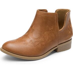 DREAM PAIRS Girls Ankle Cowgirl Cowboy Boots Short Western Booties
