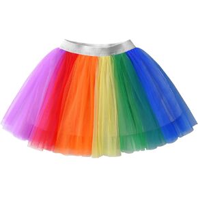 DXTON Girls Tutu Skirt Rainbow Toddler Tulle Ballet Dance Skirt for 2-8 Years