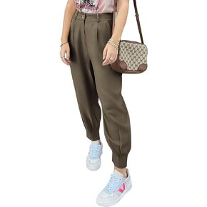 CFLONGE Women's Summer High Waisted Pants for Women 2024 Casual Ankle Length Pant for Work Office Trouser Slacks with Pockets
