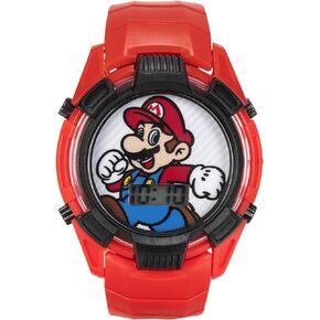 Accutime Kids Nintendo Super Mario Digital Flashing LCD Quartz Childrens Wrist Watch for Boys, Girls, Toddlers with Red Strap (Model: GMA4038AZ)
