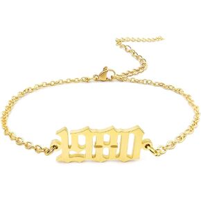 CSIYANJRY99 Birth Year Ankle Bracelets for Women,14K Gold Plated Birth Year Number Anklets Adjustable Chain Beach Foot Ankle Bracelets for Teen Girls Birthday Gifts
