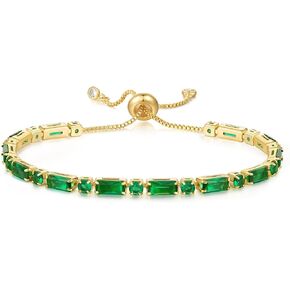 KissYan Tennis Bracelet for Women, 14K Gold Plated Cubic Zirconia Adjustable Slider Bracelets Trendy Jewelry Gift for Girls
