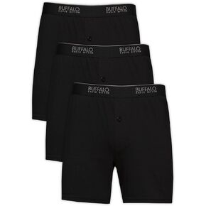 Felina Buffalo Mens Boxers - 3-Pack Cotton Boxers for Men, Boxer Shorts, Mens Underwear Black