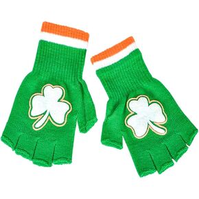 قفازات عيد القديس باتريك شامروك قفازات بدون اصابع للحفلات الايرلندية, جريه مارل, One Size in Kuwait