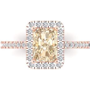 Clara Pucci 1.79ct Emerald Cut Solitaire with accent Genuine Natural Morganite Engagement Promise Anniversary Bridal ring 14k Rose Gold