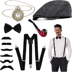 1920s Mens Costume Accessories, Peaky Blinders Costume Gangster Roaring Accessories for Men Adult for Gatsby Cosplay