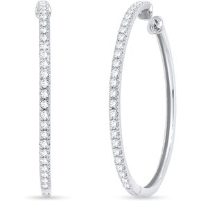 Poshadime Real Natural Diamond Fascination Big Round Cut Hoop Earrings for Women Girls - 925 Sterling Silver 14K Gold Plated Round Cut Natural Diamond Hoop Earring (1.00 Carat, I-J Color, I2 Clarity)