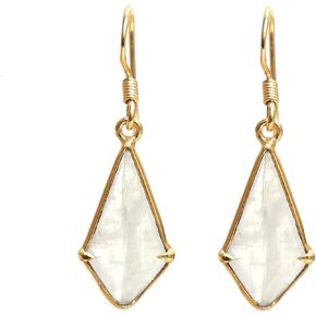 Gempires Kite Earrings for Women, Dangling Crystal Earrings, Prong Setting, Aventurine, Tiger Eye, Amazonite, Labradorite, Strawberry Quartz, Moonstone, Clear Quartz, Golden Obsidian, Lapis Lazuli, 14k Gold Plated Hook Earrings, Gift for Her