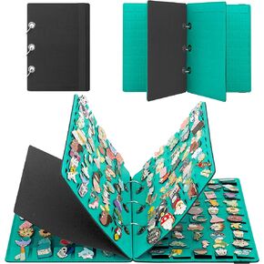 PACMAXI Pin Display Book - Flip-Page Enamel Pin Collection with 4 Pages, Hold up to 200 Pins, Portable Pin Binder for Brooch Collections (Accessories Not Included)(Black) (Black-4 Pages)