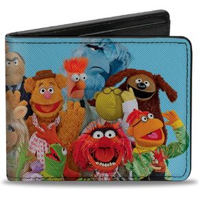 Buckle-Down Disney Wallet, Bifold, The Muppets Character Group Pose Portrait Blue, Vegan Leather