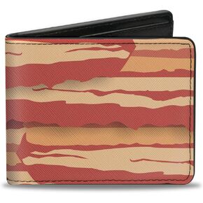 Buckle-Down Men's Wallet, Bifold, Bacon Stacked, Vegan Leather, 4.0" x 3.5"