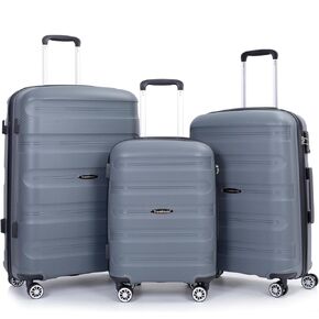 Luggage Sets 3 Piece Suitcase Set, PP Hardshell Suitcase with Spinner Wheels, Lightweight Carry On Luggage with TSA Lock for Women
