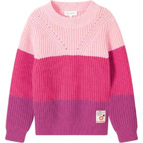 TRENDSTITCH Girls' Color Block Sweaters Knit Long Sleeve Pullover Kids Crewneck Fall Winter Sweater Jumper