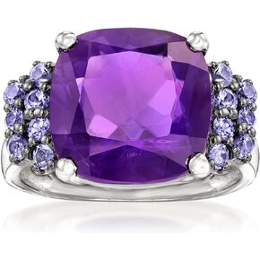 Ross-Simons 5.50 Carat Amethyst and .40 ct. t.w. Tanzanite Ring in Sterling Silver. Size 8