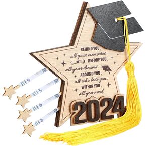 Wenqik 2024 هدية تخرج، حامل نقود، نقود فريدة من نوعها للحصول على هدية نقدية، صندوق نقود على شكل نجمة مع شرابة حقيقية، حلي معلقة، هدايا تزيين لمستلزمات حفلات التخرج