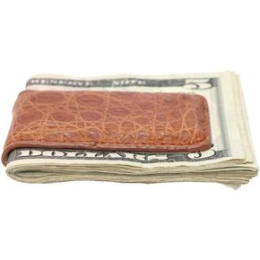 Cognac Matte Genuine Crocodile Money Clip – Magnetic - American Factory Direct - Strong Shielded Magnets - Money Holder - Money Holder - Made in USA by Real Leather Creations FBA504 in Kuwait
