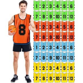 Suhine 48 Pcs Soccer Penny for Sports Assorted Colors Soccer Scrimmage Vests Team Practice Jersey for Adults Kids