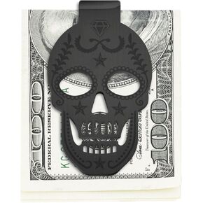 Stainless Steel Skull Money Clip Wallet Front Pocket - Practical, Slim, Cash & Business Card Clamp Holder Gift for Men, Women