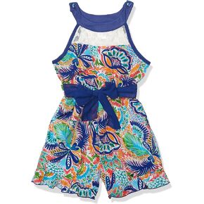 Youngland girls Printed Chiffon Crochet Mesh RomperCasual Dresses