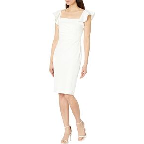 Calvin Klein Flutter Sleeve Square Neck Sheath