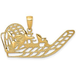 Solid 14k Yellow Gold Men's Air Boat Pendant Charm - 19mm x 36mm