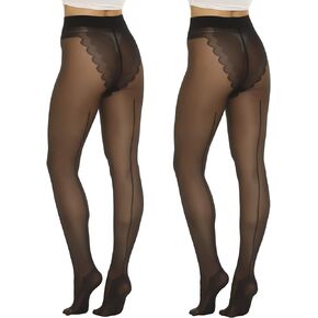 MANZI Sheer Backseam Tights Seamed Nylon Pantyhose for Women 20 Denier