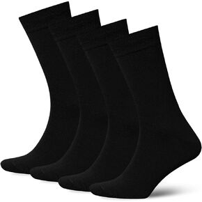 Mens Dress Socks, Lightweight Cotton Crew Socks, Super Soft and Breathable Socks for Men, Black Socks