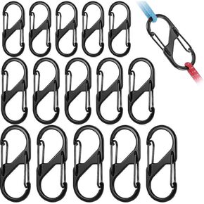 15 Piece Zipper Lock Clip Anti-Theft, Double Opening Size 3, Durable Anti Embroidery Double Spring S Hook and Loop Zipper Clip, Anti-Theft Device for Luggage Camping (Black)