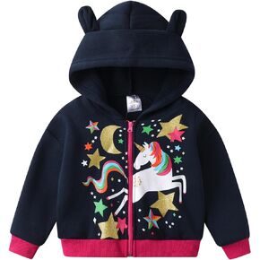 VIKITA Zip Up Hoodie Fashion Cute Floral Printed Lightweight Cozy Lining Long Sleeve Tops for Toddler Little Girls