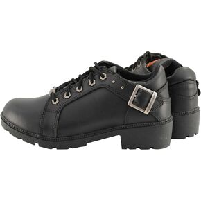 Milwaukee Leather MBL9311 Women's Black Leather Lace-Up Motorcycle Riding Shoes with Anti-Slip Outsole - 10