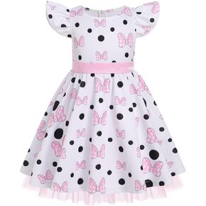 IMEKIS Toddler Baby Girl Mouse Birthday Dress Princess Ruffle Sleeve Polka Dots Cake Smash Halloween Costume Cosplay