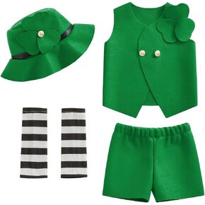 Ayalinggo Leprechaun Costume Toddler Baby Girls Leprauchan Suit St Patricks Day Outfit Shamrock Irish Clothes Hat Shorts Set