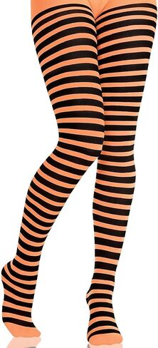 Black and Orange Stripe Stretchy Thights - Adult Standard Size, 1 Pair - Perfect for Halloween, Everyday Wear & Performances in Saudi Arabia