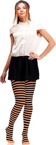 Black and Orange Stripe Stretchy Thights - Adult Standard Size, 1 Pair - Perfect for Halloween, Everyday Wear & Performances in Saudi Arabia