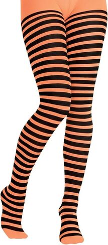 Black and Orange Stripe Stretchy Thights - Adult Standard Size, 1 Pair - Perfect for Halloween, Everyday Wear & Performances in Saudi Arabia