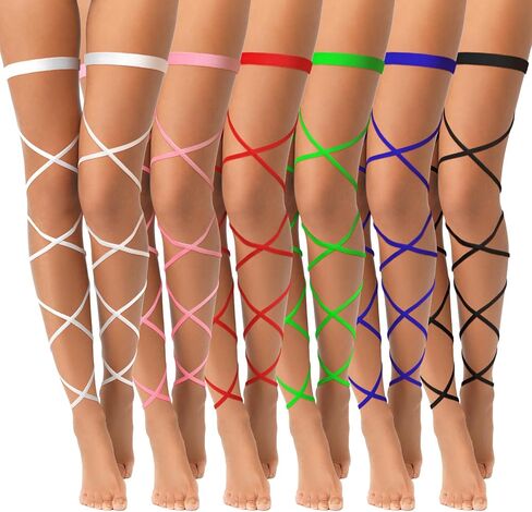 6 Pairs Halloween Leg Wraps Rave Leg Wrap Festival Adjustable Garter Leg Wraps for Women Girls Party Costume, 6 Colors in Saudi Arabia